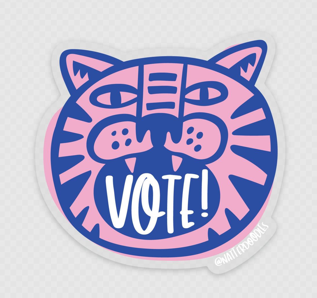 Vote! Fiercely Tiger Sticker – 3" Vinyl Political Activism