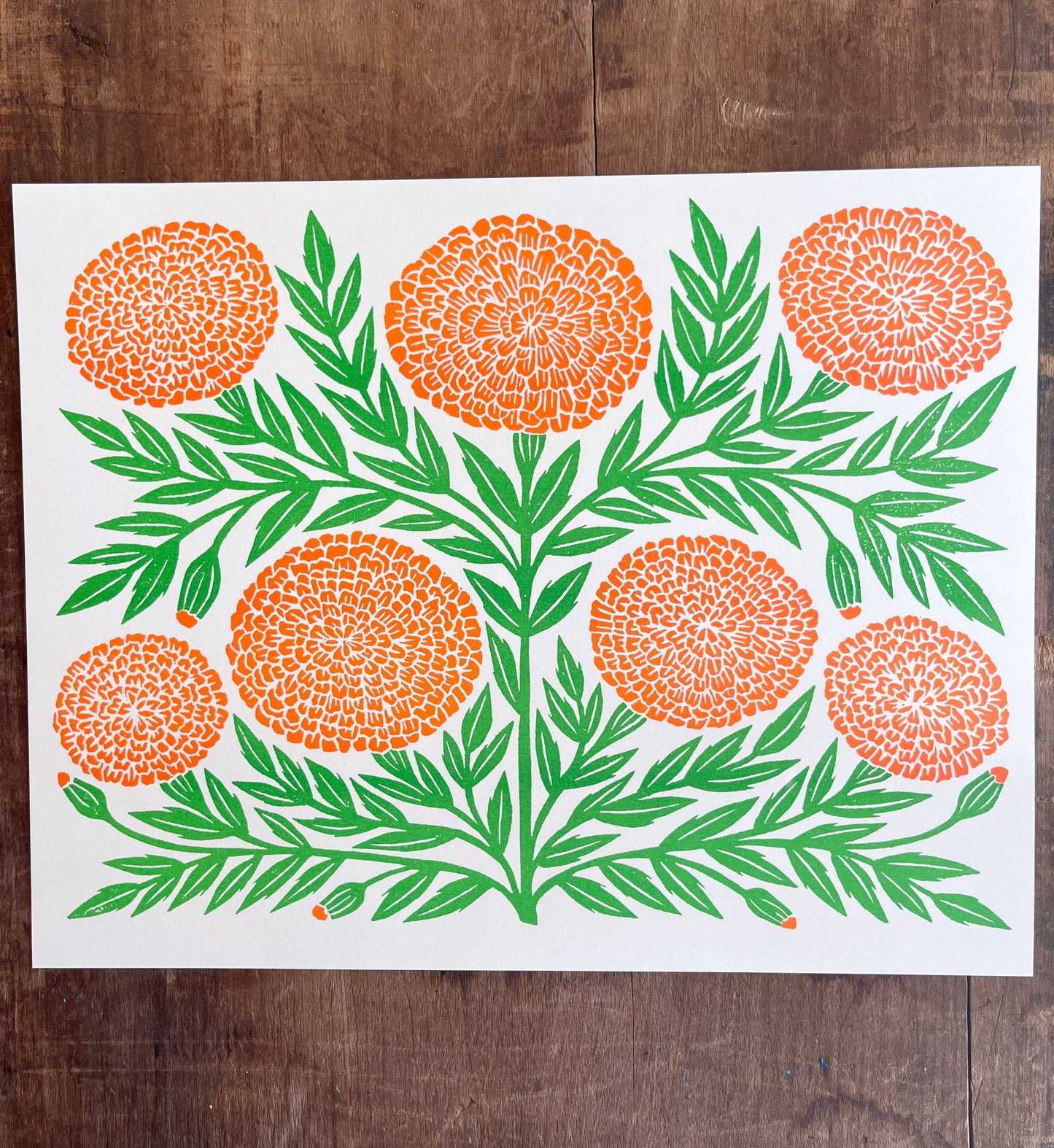 Garden Series: Marigold Risograph Print