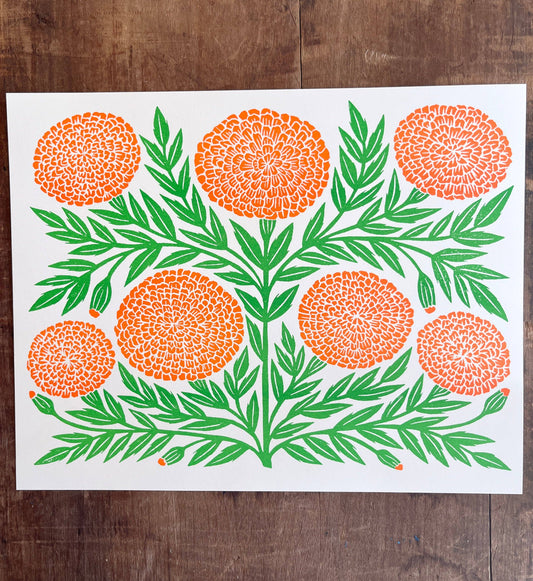 Garden Series: Marigold Risograph Print