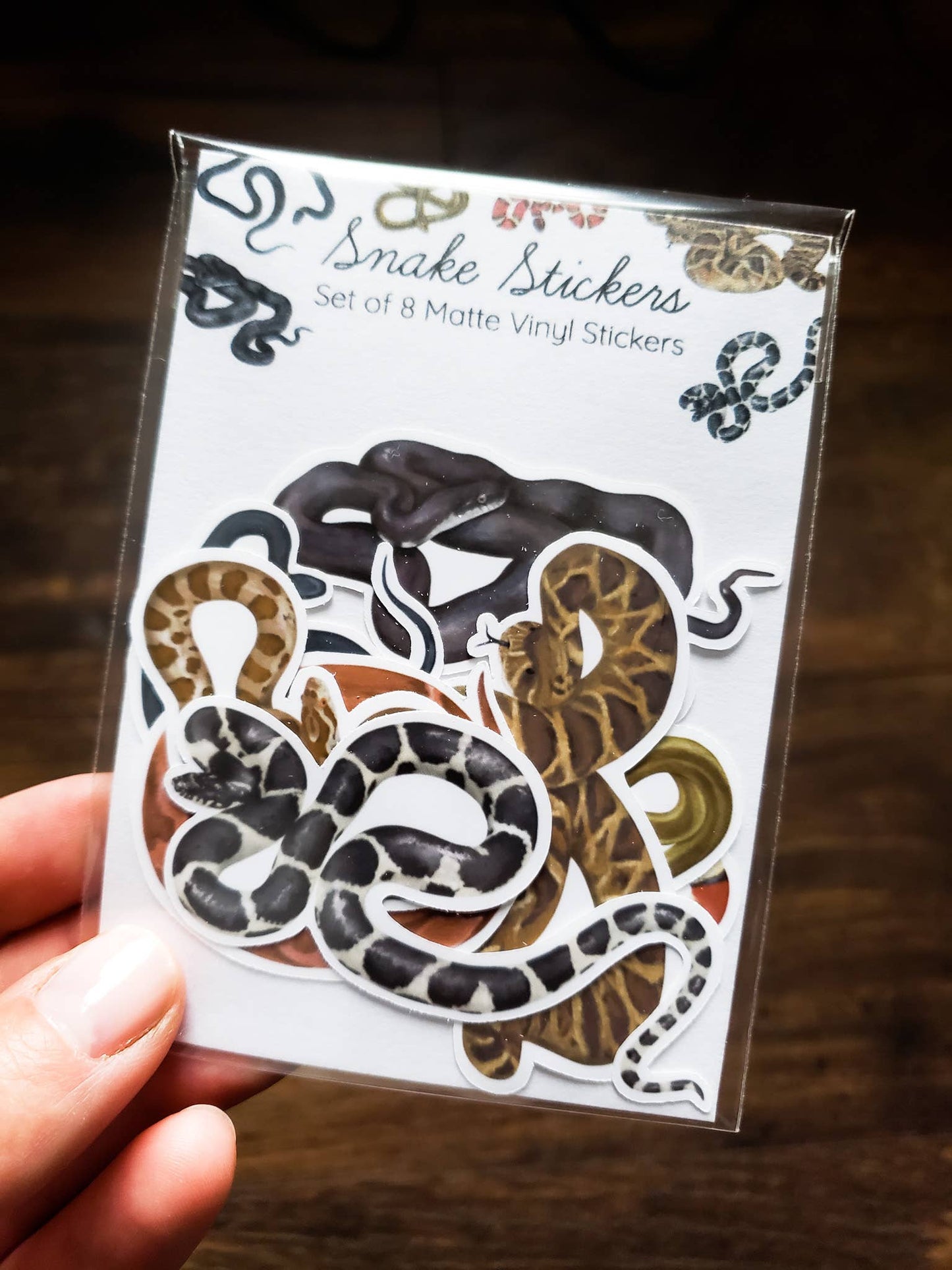 Snake Sticker Pack, Set of 8 Matte Vinyl Stickers