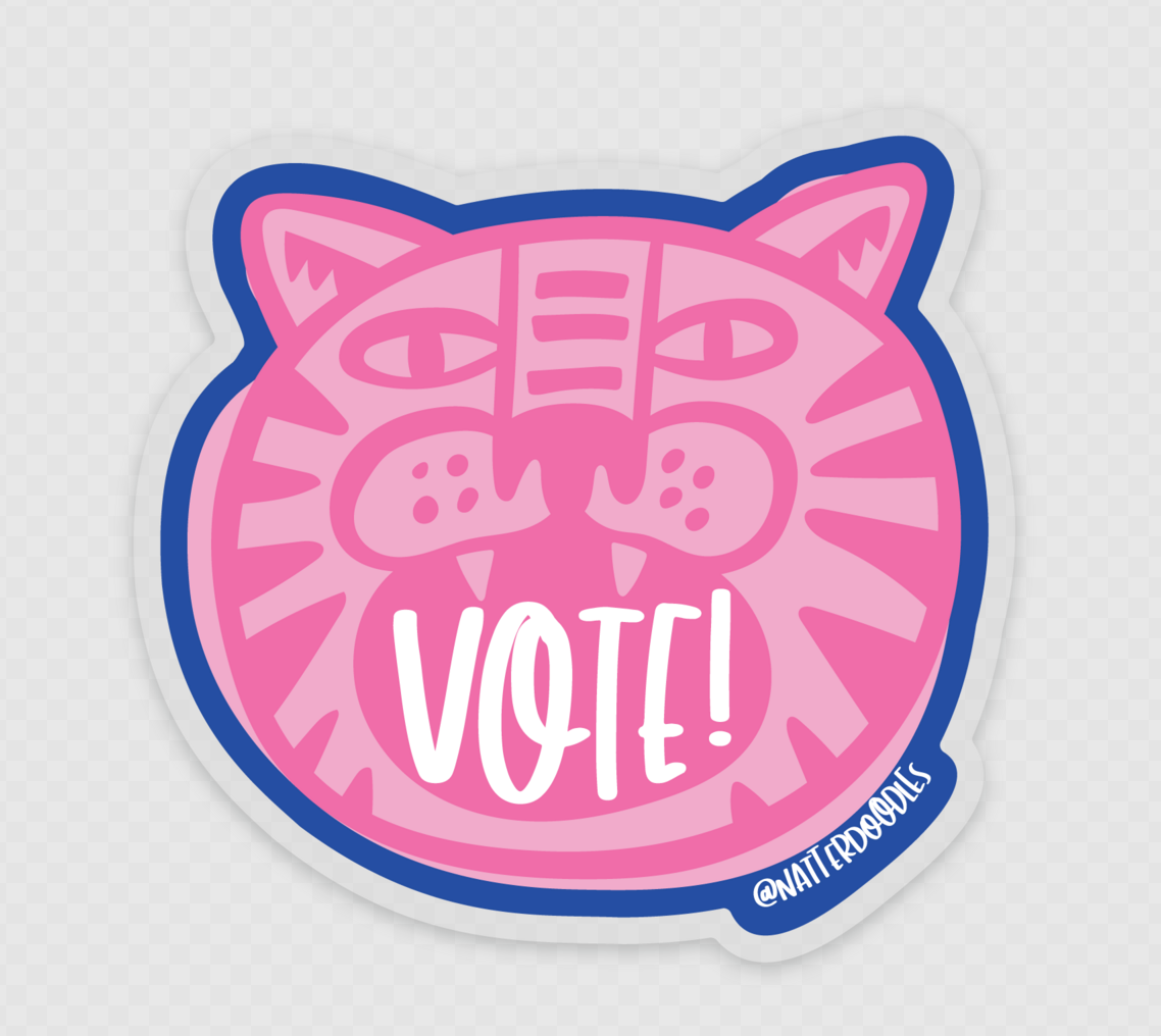 Vote! Fiercely Tiger Sticker – 3" Vinyl Political Activism