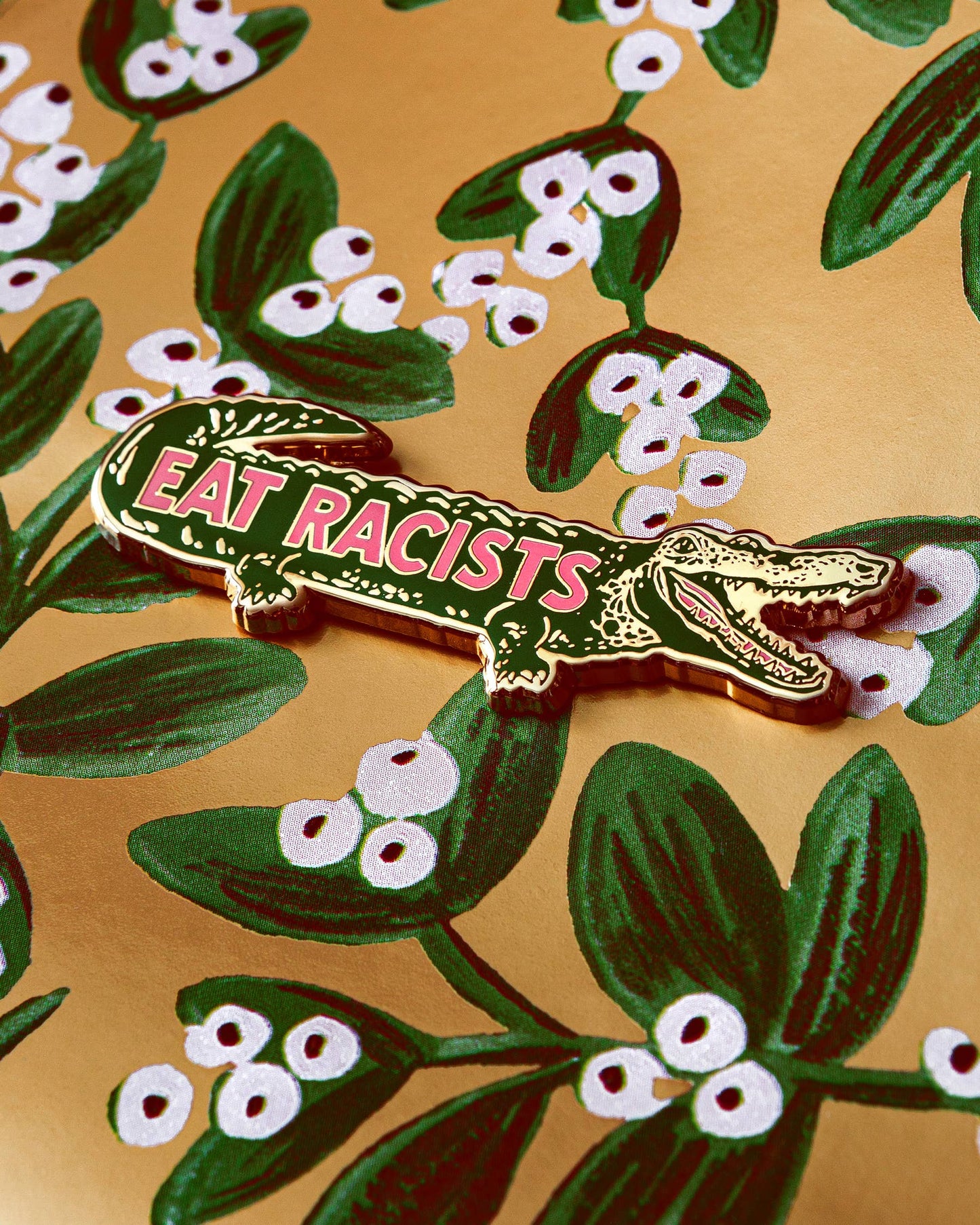 Eat Racists Pin by Emily Miller Lightweight Hard-Enamel
