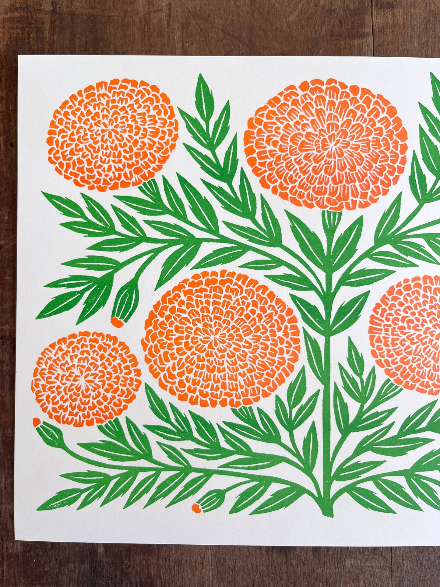 Garden Series: Marigold Risograph Print