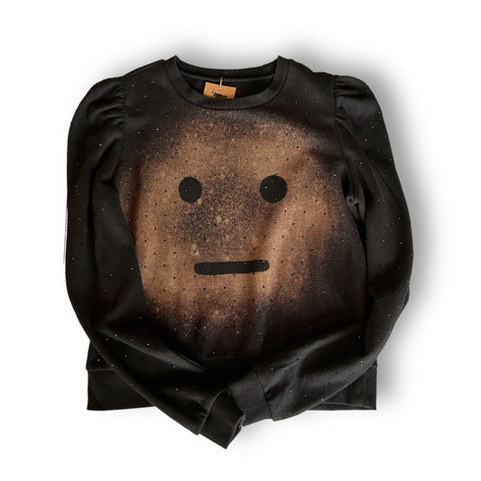 Black Sparkly Meh Face Sweatshirt