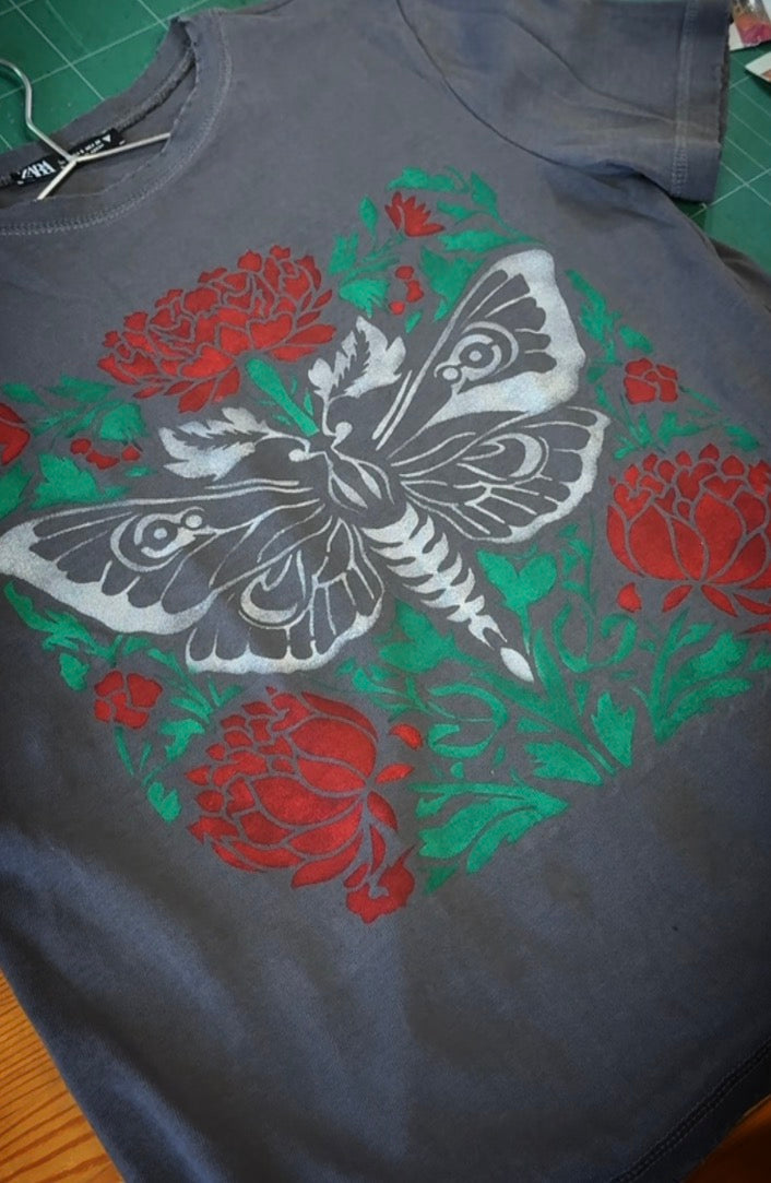 Silvery Moth & Peonies Tee