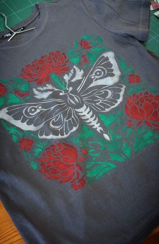 Silvery Moth & Peonies Tee