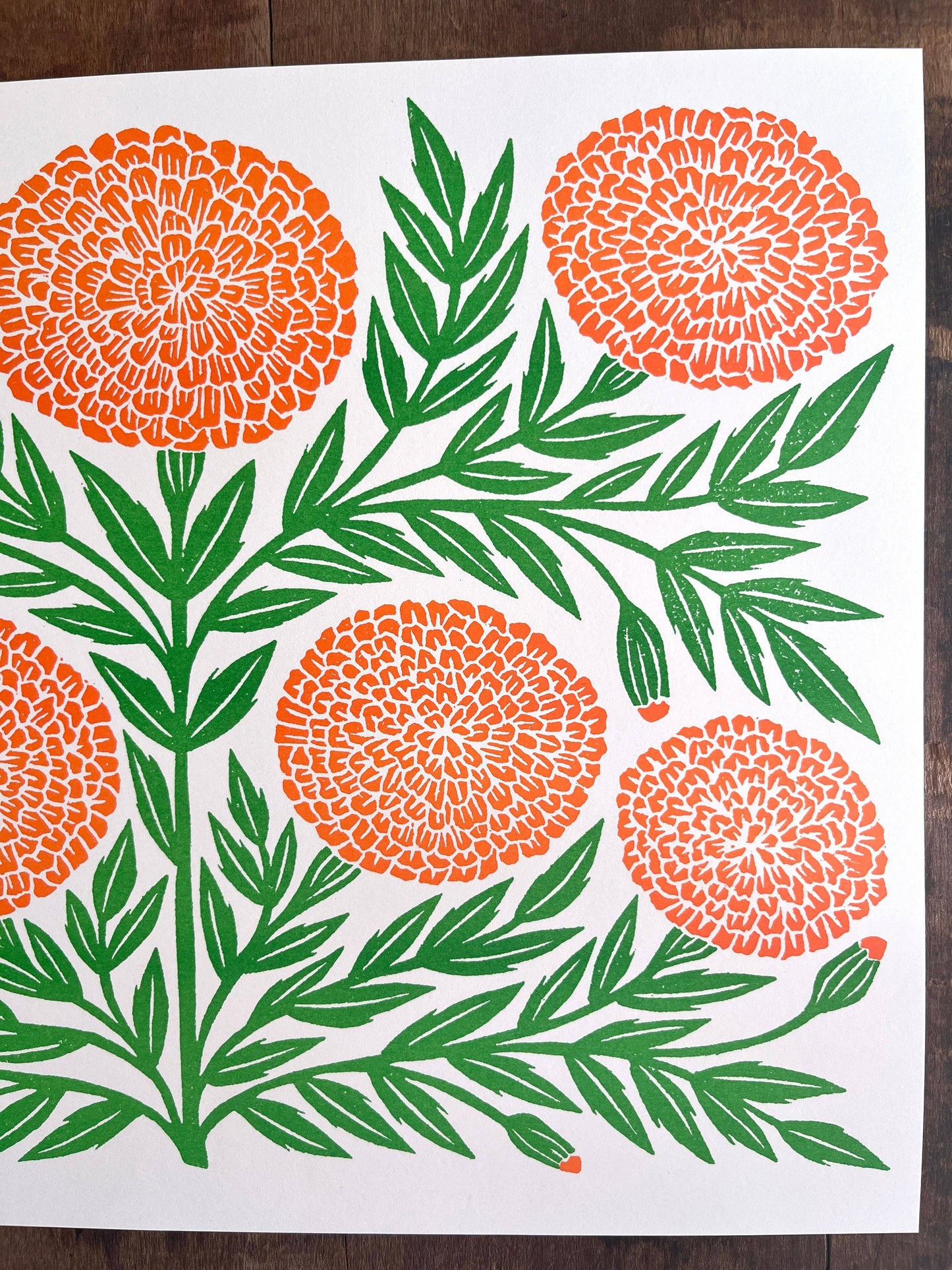 Garden Series: Marigold Risograph Print