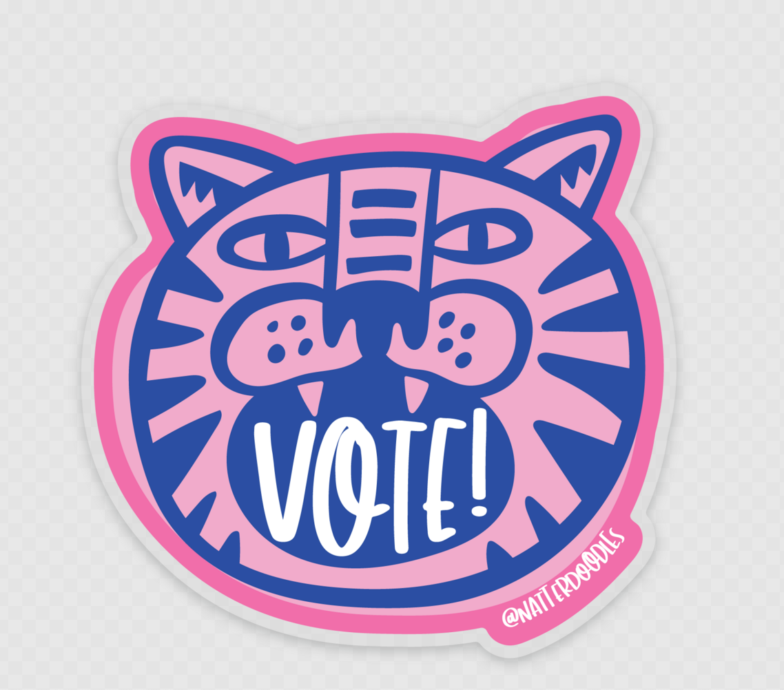 Vote! Fiercely Tiger Sticker – 3" Vinyl Political Activism