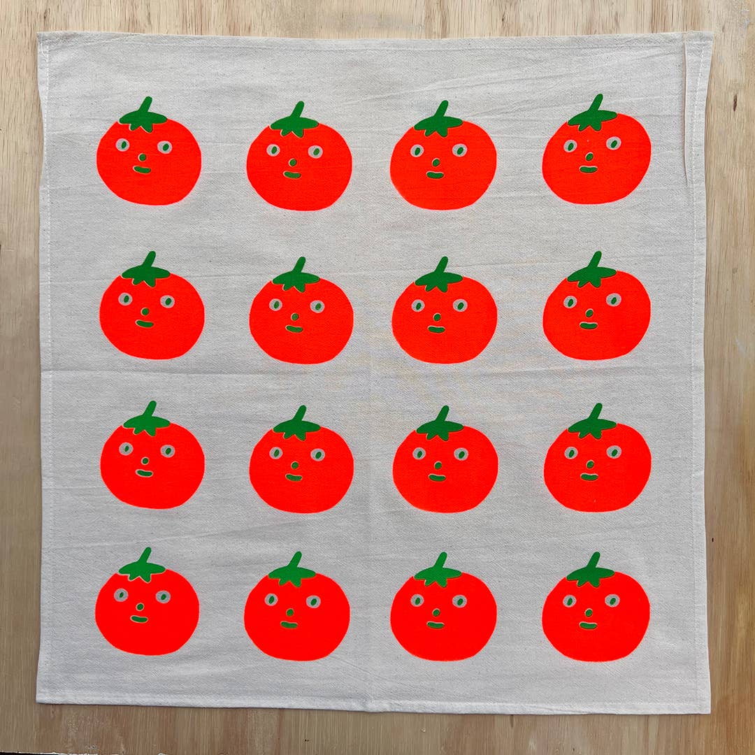 Tomato screenprinted tea towel
